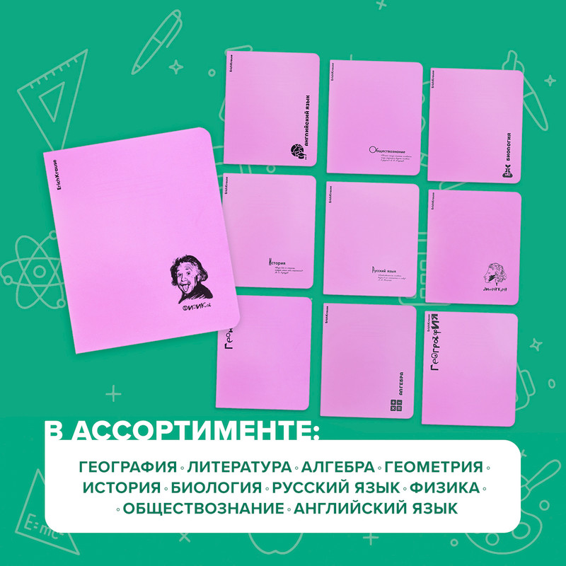 Тетрадь предметная, ErichKrause, 48 листов, пластиковая обложка, в ассортименте