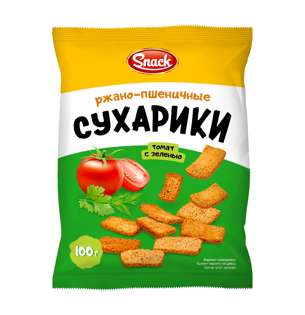 Сухарики ржано-пшеничные, Snack, с томатом и зеленью, 100 г - купить в  интернет-магазине Fix Price в г. Москва