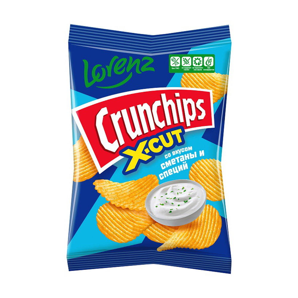Чипсы картофельные рифлёные "Crunchips. X-Cut", Lorenz, 59 г, в ...