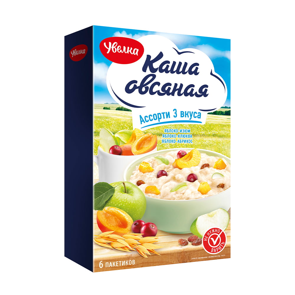 Овсяная каша, Увелка, ассорти, 6 шт. х 35 г