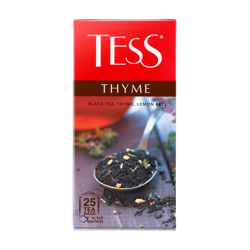 Чай чёрный quot;Thymequot;, TESS, с ароматом лимона и чабреца, 37,5 г, 25 пакетиков - ку