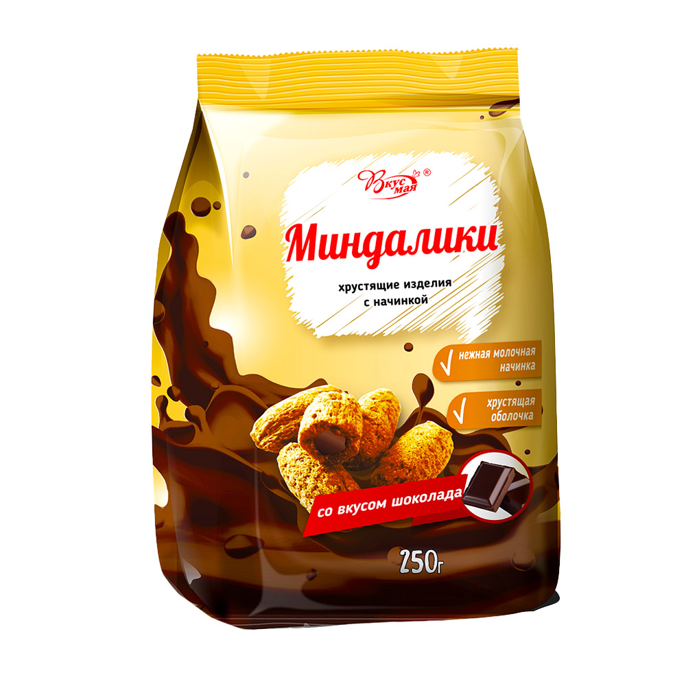 Хрустящие изделия с начинкой "Миндалики", 250 г, в ассортименте ...